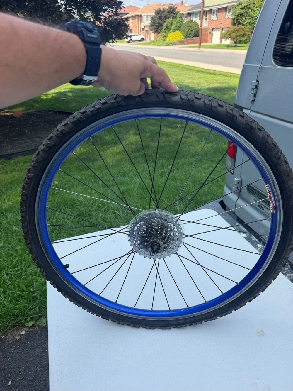 Matrix 750  Blue Bicycle Wheel with Cassette